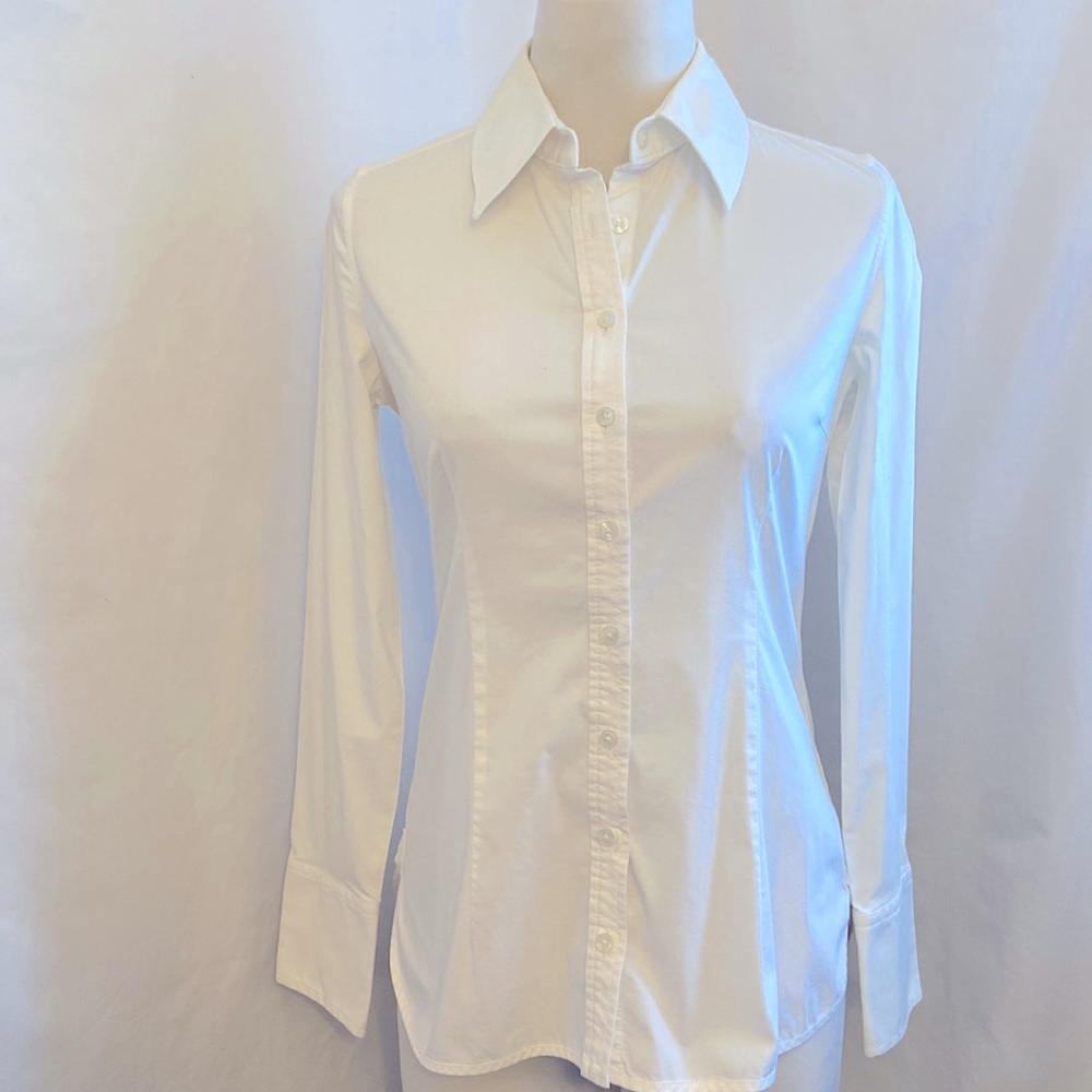 EXPRESS White Standard Button Down Business Blouse
